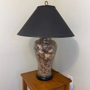 Large Lamp with Shade Glass Floral